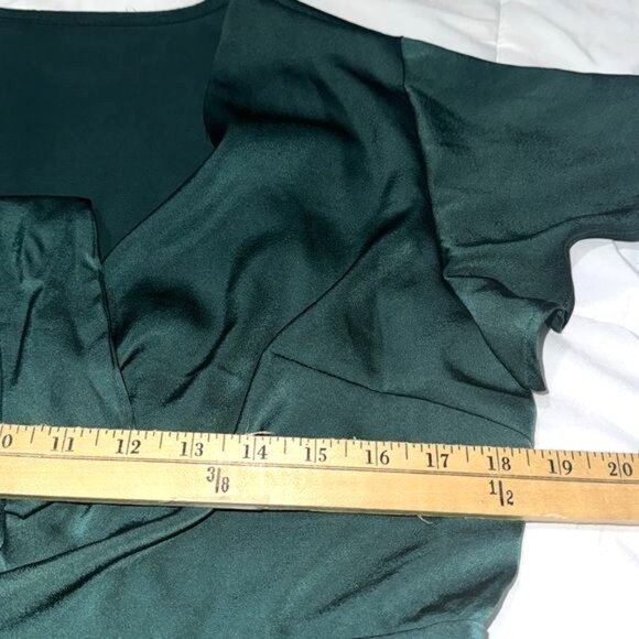 Womens Elegant Green Midi Dress XL Polyester Spandex Short Sleeve - Picture 11 of 11